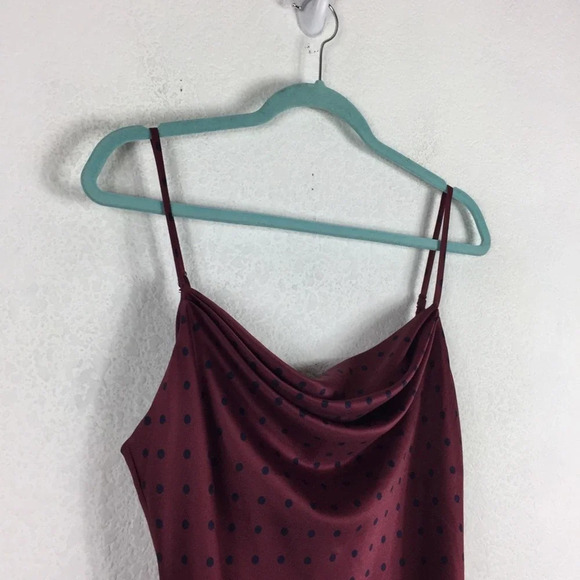 House Of Harlow 1960 x REVOLVE Ira Burgundy Polka Dot Satin Slip Dress Medium - Picture 8 of 15